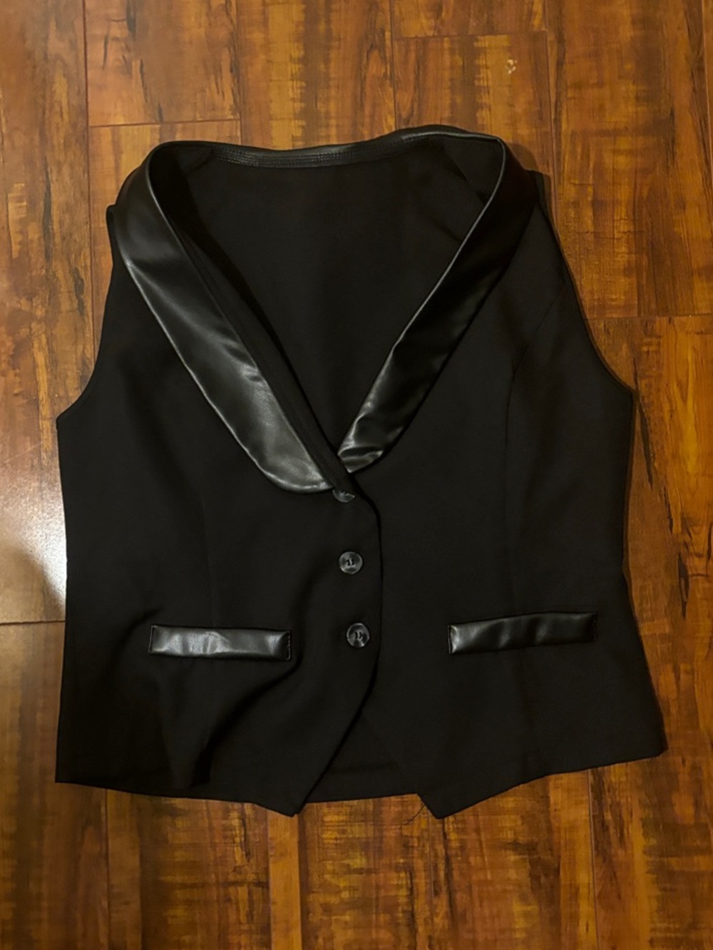 Satin-Trim Black Sleeveless Blazer Vest - Women's Tailored Vest